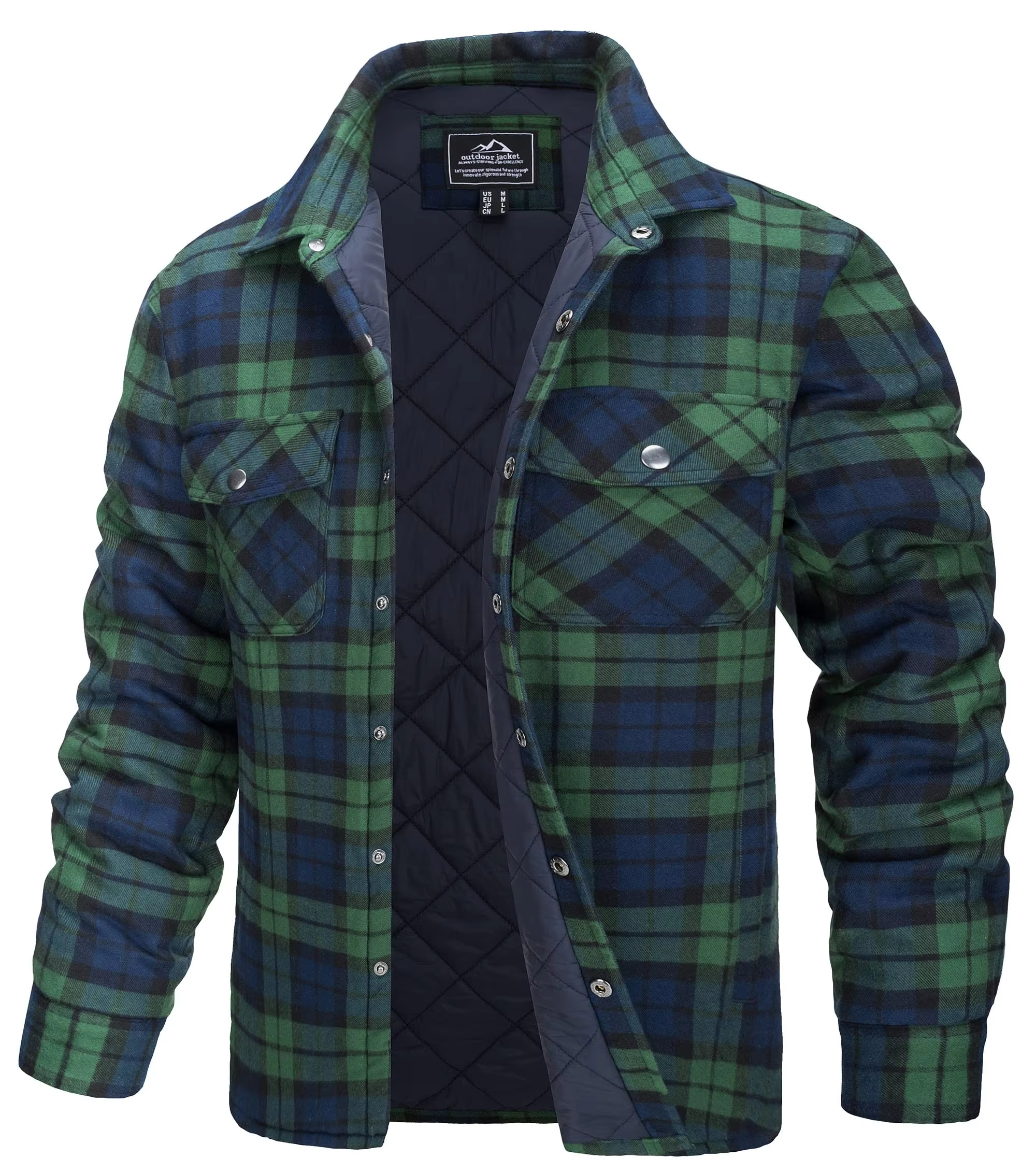 Men's Quilted Flannel Shirt Jacket